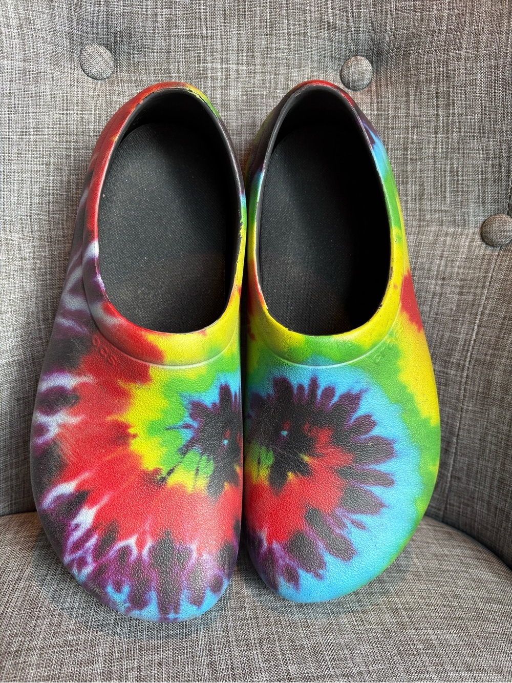 CROCS Tie-Dye Rainbow Slip-On Clogs in Multicolor
